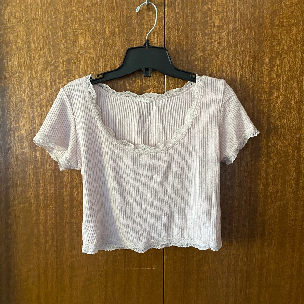 Medium Blush Pink Garage Baby Tee w Lace